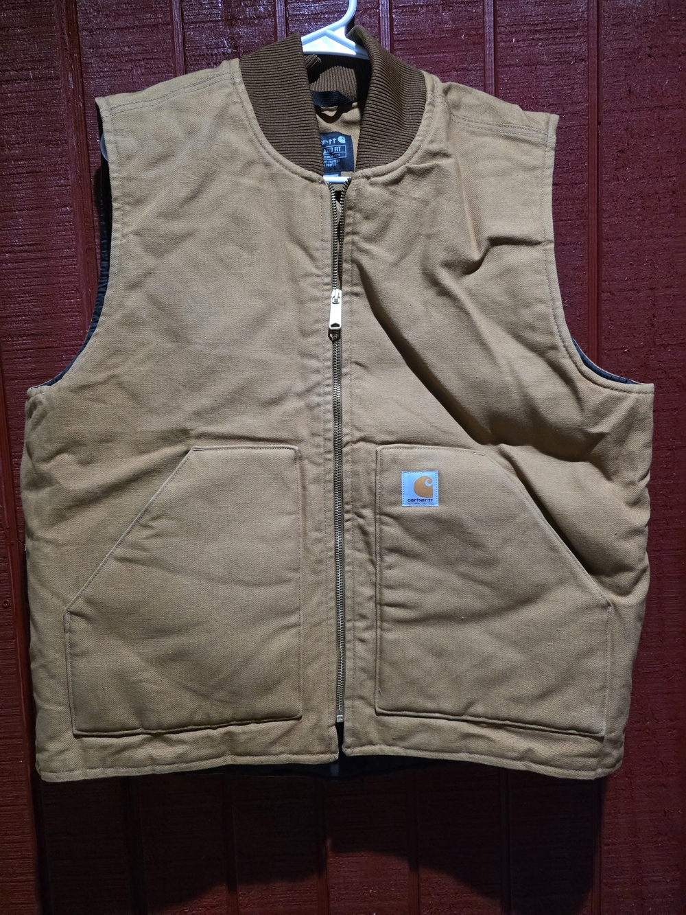 Carhartt Tan Workwear Duck Vest with Front Pockets